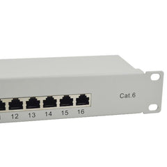 EQUIP - PATCH PANEL 16-PORTE CAT.6 SCHERMATO 19" 1U, Grigio Chiaro
