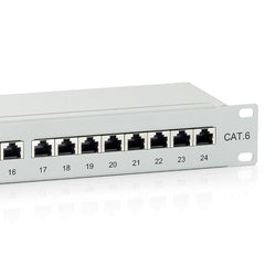 EQUIP - PATCH PANEL 24-PORTE CAT.6 PREMIUM SCHERMATO 1U 19", Grigio Chiaro