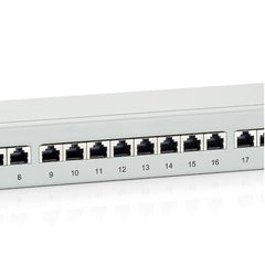 EQUIP - PATCH PANEL 24-PORTE CAT.6 PREMIUM SCHERMATO 1U 19", Grigio Chiaro
