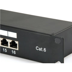 EQUIP - PATCH PANEL 16-PORTE CAT.6 SCHERMATO 19" 1U, Nero