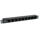 EQUIP - MULTIPRESA 9-BAY SCHUKO DIN49440, 1U 19" spina Shucko CEE7/7 90" angolata