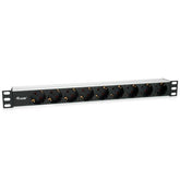 EQUIP - MULTIPRESA 9-BAY SCHUKO DIN49440, Spina SHUKO DIN49440, 1U 19", Alluminio