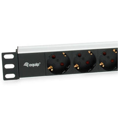 EQUIP - MULTIPRESA 9-BAY SCHUKO DIN49440, Spina SHUKO DIN49440, 1U 19", Alluminio