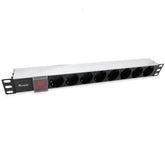 EQUIP - MULTIPRESA 8-BAY SCHUKO CEE7/4 1U 19" con interruttore, Alluminio
