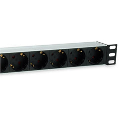 EQUIP - MULTIPRESA 7-BAY SCHUKO (DIN49440), 19" 1U, con Interruttore e Protezione Sovraccarico, Alluminio