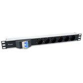 EQUIP - MULTIPRESA 6-BAY SCHUKO (DIN49440) 1U 19" con Circuit Breaker, Alluminio