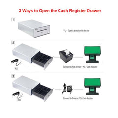 EQUIP - Cassetto registratore di cassa per sistema POS, 4 scomparti per banconote/4 monete, slot per monete rimovibili, connettore RJ11