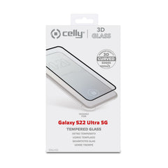 3DGLASS - Vetro 9H con bordo colorato nero per schermo curvo compatibile con Samsung Galaxy S22 Ultra 5G/ Galaxy S22 Ultra 5G Enterprise Edition