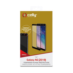 3DGLASS - Vetro 9H con bordo colorato nero per schermo curvo compatibile con Samsung Galaxy A6 2018