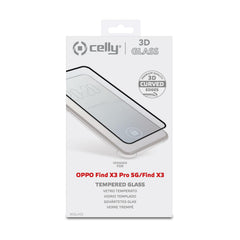 3DGLASS - Vetro 9H con bordo colorato nero per schermo curvo compatibile con Oppo Find X3 Pro 5G/ Find X3 5G