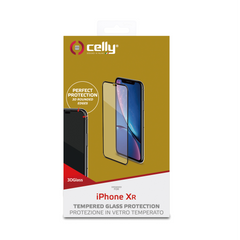 3DGLASS - Vetro 9H con bordo colorato nero per schermo curvo compatibile con Apple iPhone Xr