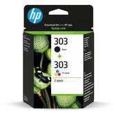 Confezione da 2 cartucce di inchiostro nero/in tricromia originali HP 303 Blister