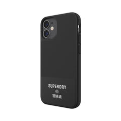 SUPERDRY - Cover in TPU+Policarbonato flessibile anti-urto con intarsiatura in tela colore nero compatibile con Apple iPhone 12 Mini