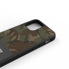 SUPERDRY - Cover in TPU+Policarbonato flessibile anti-urto con intarsiatura in tela colore mimetico verde compatibile con Apple iPhone 12 Mini