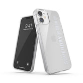 SUPERDRY - Cover trasparente con logo Superdry colore argento bordi rialzati compatibile con Apple iPhone 12 Mini