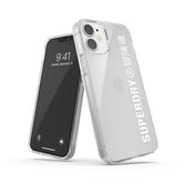 SUPERDRY - Cover trasparente con logo Superdry colore bianco bordi rialzati compatibile con Apple iPhone 12 Mini