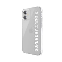 SUPERDRY - Cover trasparente con logo Superdry colore bianco bordi rialzati compatibile con Apple iPhone 12 Mini