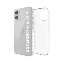 SUPERDRY - Cover trasparente con logo Superdry colore bianco bordi rialzati compatibile con Apple iPhone 12 Mini