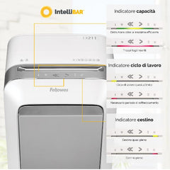 Distruggi documenti a microframmento LX211 per piccolo ufficio con INTELLIBAR bianco