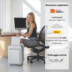 Distruggi documenti a microframmento LX211 per piccolo ufficio con INTELLIBAR bianco