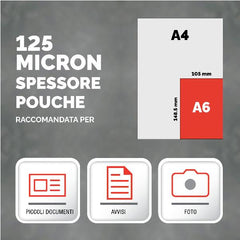 Pouches lucide 125 micron formato A6 - 100 pz.