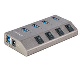Hub USB-C a 4 Porte Alimentato con Interruttori Individuali -