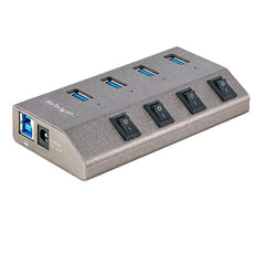 Hub USB-C a 4 Porte Alimentato con Interruttori Individuali -