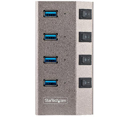 Hub USB-C a 4 Porte Alimentato con Interruttori Individuali -