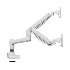 EQUIP - STAFFA DOPPIO MONITOR 17"-35" ROBUSTO PAN & TILT DA SCRIVANIA, BIANCO