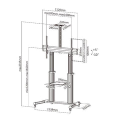 EQUIP - CARRELLO TV PER MONTAGGIO A PAVIMENTO 60"-100" Telescopico