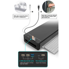 EQUIP - SUPPORTO ERGONOMICO PER MONITOR con USB (USB-A x 4, USB-C x 1)