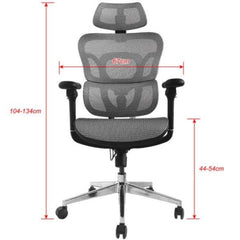 EQUIP - SEDIA DA UFFICIO ERGONOMICA PREMIUM, con poggiatesta e braccioli, Grigia