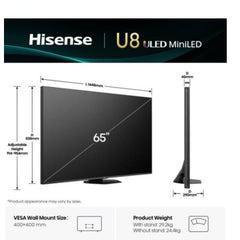 65 U8Q MINI LED 4K UHD SMART VIDAA REFRESH RATE 165HZ