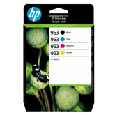 Confezione da 4 cartucce di inchiostro nero, ciano, magenta, giallo originali HP 963