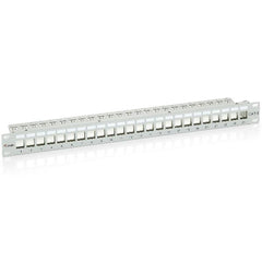 EQUIP - PATCH PANEL 24-PORTE KEYSTONE CAT.6 SCHERMATO, 1U 19" - Grigio chiaro