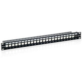 EQUIP - PATCH PANEL 24-PORTE CAT.6 KEYSTONE SCHERMATO 19" 1U, Nero