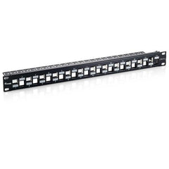 EQUIP - PATCH PANEL 24-PORTE KEYSTONE CAT.6A SCHERMATO, 1U 19" - Nero