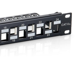 EQUIP - PATCH PANEL 24-PORTE KEYSTONE CAT.6A SCHERMATO, 1U 19" - Nero