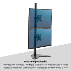 BRACCIO MONITOR DOPPIO VERTICALE CON PIEDISTALLO SEASA