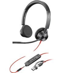 Cuffia HP Poly Blackwire 3325 Stereo USB-C Headset +3.5mm Plug +USB-C/A Adapter