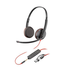 Cuffie HP Poly Blackwire 3225 USB-C/A + AUX 3,5 mm
