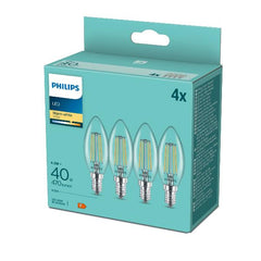PHILIPS LAMPADINA LED A OLIVA LUCE BIANCA CALDA CONF 4 40W