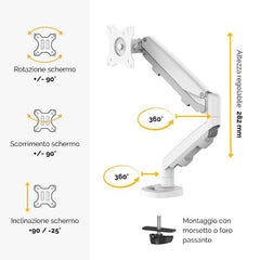 BRACCIO MONITOR SINGOLO EPPA COLORE BIANCO