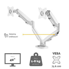 BRACCIO MONITOR DOPPIO EPPA COLORE BIANCO