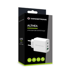 CARICATORE 3-PORTE 65W GAN USB PD (2x USB-C , 1x USB-A, QC 3.0)