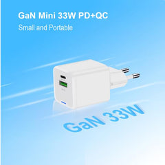CARICATORE PD USB GaN 2-PORTE da 33W con cavo di ricarica 3 in 1, (1x USB-C, 1x USB-A, QC 3.0, PPS) - BIANCO