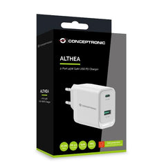 CARICATORE PD USB 2-PORTE 45W GaN, 1x USB-C, 1x USB-A, QC 3.0, PPS, PD 3.0