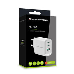 CARICATORE PD USB 3-PORTE 65W GaN, 2x USB-C, 1x USB-A, QC 3.0, PPS, PD 3.0