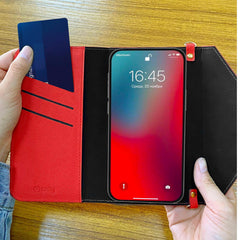 ATHENA - Pochette universale a portafoglio effetto safiano con chiusura magnetica compatibile con smartphone fino a 6.9" dimensione display