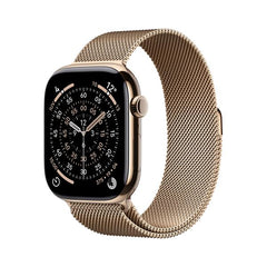 Apple Watch Series 11 GPS + Cellular, Cassa 46 mm in titanio color oro con Loop in maglia milanese color oro - S/M